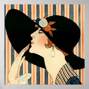 „Der schwarze Hut“ Art Deco von George Barbier Poster