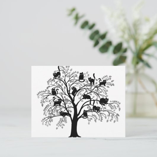 Der schwarze Katzen-Baum Postkarte (Stehend Vorderseite)