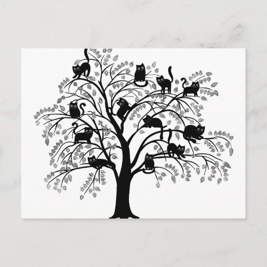 Der schwarze Katzen-Baum Postkarte (Vorderseite)