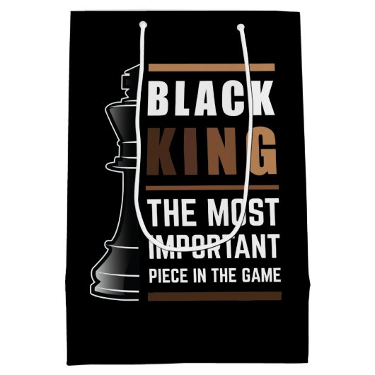 Der schwarze König ist das wichtigste Stück im Spi Mittlere Geschenktüte (Rückseite)