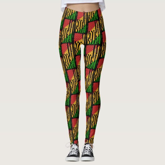 Der schwarze Monat für mich - BHM zitiert US-Flagg Leggings (Vorderseite)