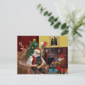 Der schwarze Mops des Weihnachtsmanns Feiertagspostkarte (Stehend Vorderseite)