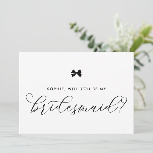 Der schwarze Pariser Bogen wird meine Bridesmaid s Einladung (Stehend Vorderseite)