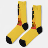 Der schwarze Pilger Katze Thanksgiving Socken (Linkes Detail)