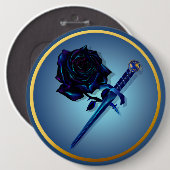 Der schwarze Rosen-und Dolch-Knopf Button (Vorne & Hinten)