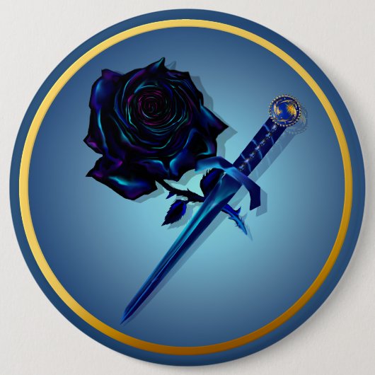 Der schwarze Rosen-und Dolch-Knopf Button (Vorderseite)