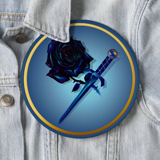 Der schwarze Rosen-und Dolch-Knopf Button (Beispiel)