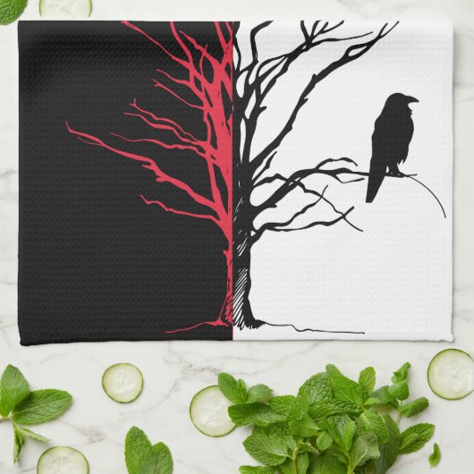 Der schwarze Vogel Geschirrtuch (Gefaltet)