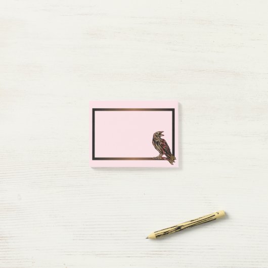 Der schwarze Vogel Post-it Klebezettel (Auf Schreibtisch)