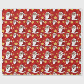 Der schwarze Weihnachtsmann-Cartoon lächelt Geschenkpapier (Flach)