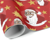 Der schwarze Weihnachtsmann-Cartoon lächelt Geschenkpapier (Rolleneckpunkt)