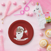 Der schwarze Weihnachtsmann-Cartoon lächelt Pappteller (Party)