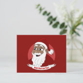 Der schwarze Weihnachtsmann-Cartoon lächelt Postkarte (Stehend Vorderseite)