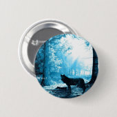 Der Schwarze Wolf allein im Wald Button (Vorne & Hinten)