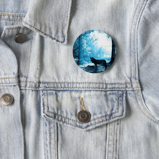 Der Schwarze Wolf allein im Wald Button (Beispiel)