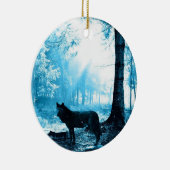 Der Schwarze Wolf allein im Wald Keramikornament (Rechts)