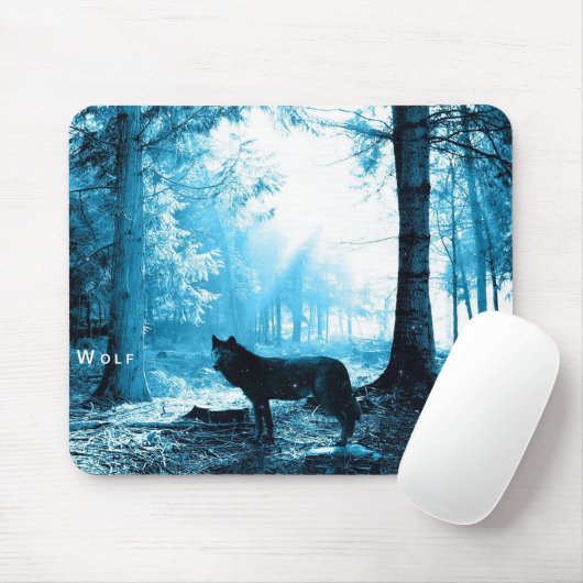 Der Schwarze Wolf allein im Wald Mousepad (Mit Mouse)