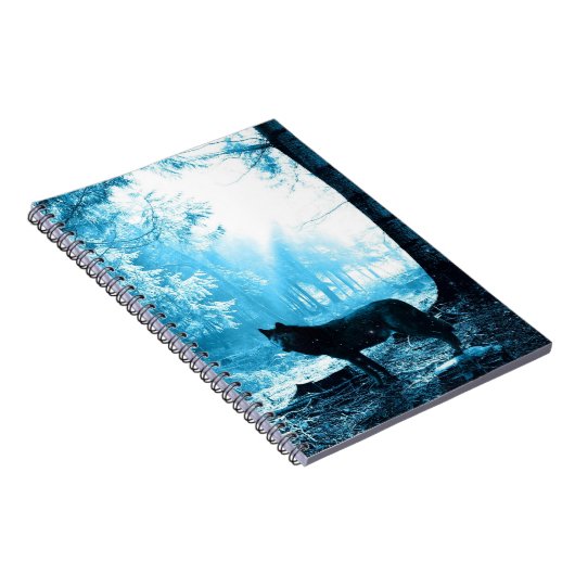 Der Schwarze Wolf allein im Wald Notizblock (Rechte Seite)