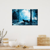 Der Schwarze Wolf allein im Wald Poster (Küche)