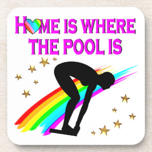 DER SCHWIMMER IST IMMER ZUM POOL BEREIT GETRÄNKEUNTERSETZER