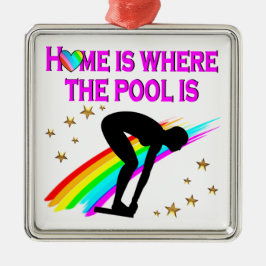 DER SCHWIMMER IST IMMER ZUM POOL BEREIT ORNAMENT AUS METALL