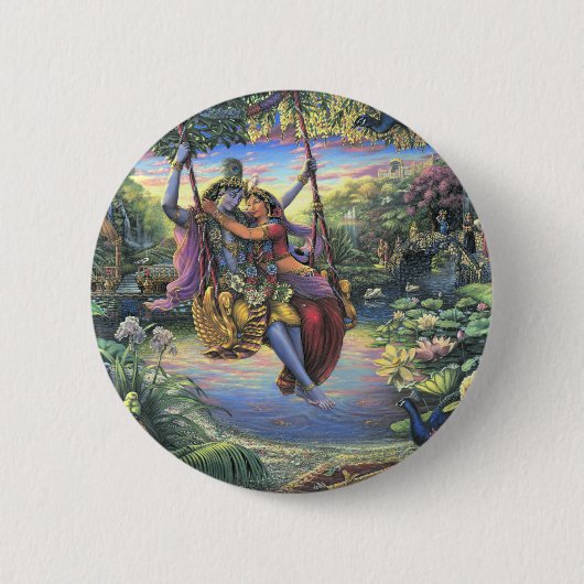 Der Schwingen-Zeitvertreib - Radha und Krishna Button (Vorderseite)