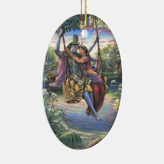 Der Schwingen-Zeitvertreib - Radha und Krishna Keramik Ornament (Rechts)