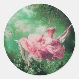 DER SCHWUNG grün pink Runder Aufkleber