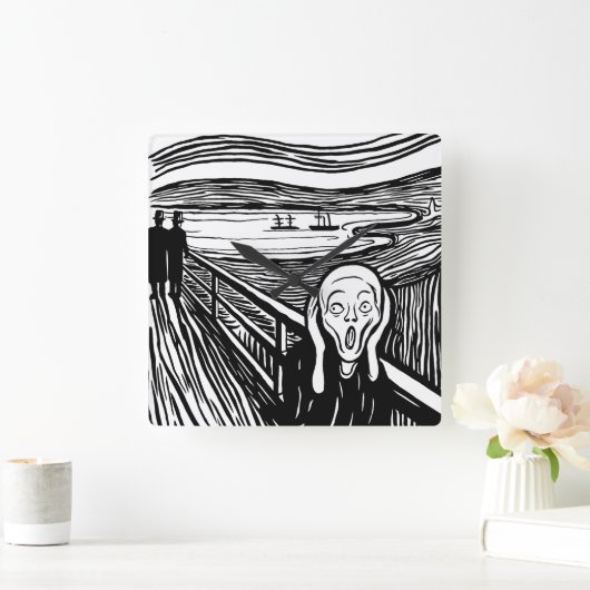 Der Scream Lithograph Quadratische Wanduhr (Zuhause)