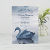 Der See | Dusty Blue Swan Surprise Party Einladung (Stehend Vorderseite)