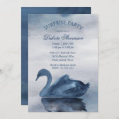 Der See | Dusty Blue Swan Surprise Party Einladung (Vorne/Hinten)