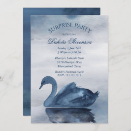 Der See | Dusty Blue Swan Surprise Party Einladung