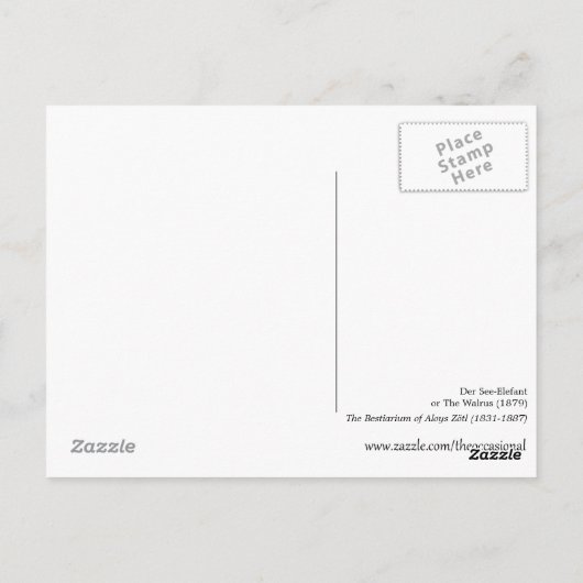 Der See-Elefant oder der Walrus (1879) Postkarte (Rückseite)