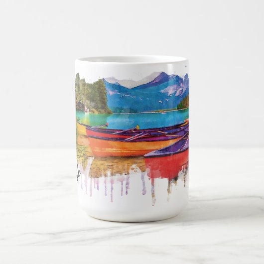 Der See, farbenfrohe Wasserfarbe Kaffeetasse (Mittel)