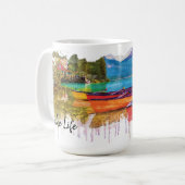 Der See, farbenfrohe Wasserfarbe Kaffeetasse (Vorderseite Links)