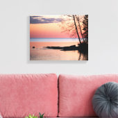 Der See Horizon mit Bäumen am See bei Morgendämmer Leinwanddruck (Insitu (Wohnzimmer))