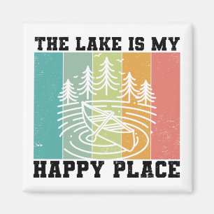 Der See ist mein glücklicher Ort Distressed Vintag Magnet