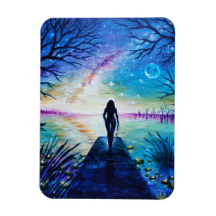 Der See und ihre Silhouette nachts Magnet