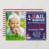 Der Seegeburtstag des Segel-wegjungen Einladung (Vorne/Hinten)