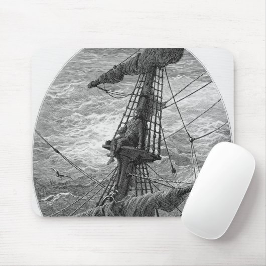 Der Seemann herauf den Mast während eines Sturms Mousepad (Mit Mouse)