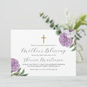 Der Segen der hübschen Lila Blüte und der Kreuzmut Einladung (Stehend Vorderseite)