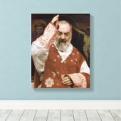 Der Segen des hl. Padre Pio. Bild mit dem Einsatz. Leinwanddruck (Insitu (Holzboden))
