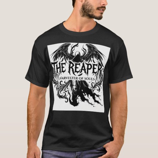 Der Sensenmann Gothic-Typografie & Dunkle Engels-K T-Shirt (Vorderseite)