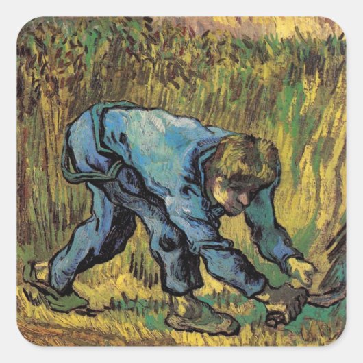 Der Sensenmann mit Sickle von Vincent van Gogh Quadratischer Aufkleber (Vorderseite)