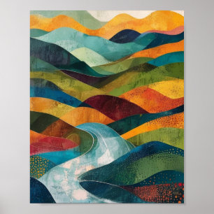 Der serpentinenartige Fluss durch die Safranrücken Poster