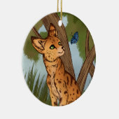 Der Serval und die Schmetterlinge Keramikornament (Rechts)