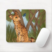 Der Serval und die Schmetterlinge Mousepad (Mit Mouse)