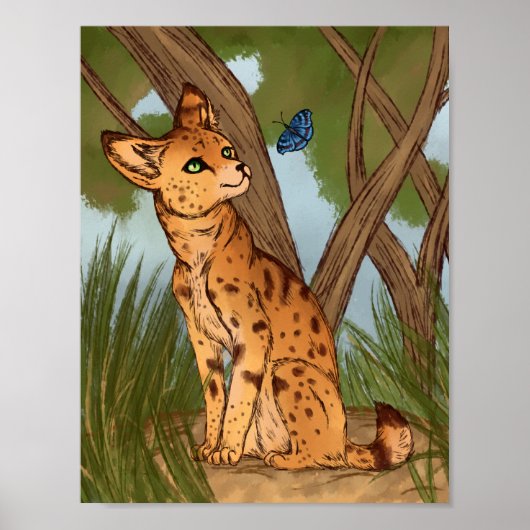 Der Serval und die Schmetterlinge Poster (Vorne)