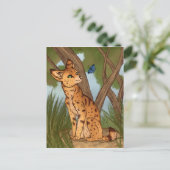 Der Serval und die Schmetterlinge Postkarte (Stehend Vorderseite)