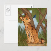 Der Serval und die Schmetterlinge Postkarte (Vorne/Hinten)